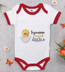 BK Kids Teyzesinin Minik Kuşu Tasarımlı Kırmızı Bebek Body Zıbın-1