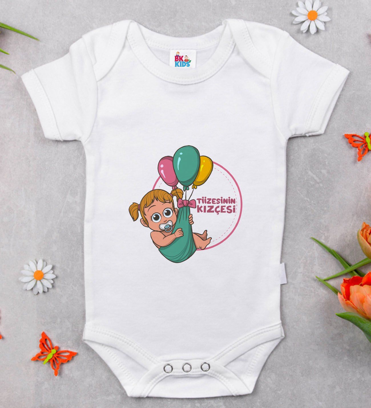 BK Kids Tizesinin Kızçesi Tasarımlı Beyaz Bebek Body Zıbın-1