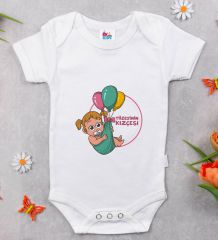 BK Kids Tizesinin Kızçesi Tasarımlı Beyaz Bebek Body Zıbın-1
