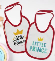 BK Kids Prince ve Princess Tasarımlı 2’li Kırmızı Mama Önlüğü-1