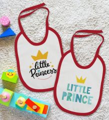 BK Kids Prince ve Princess Tasarımlı 2’li Kırmızı Mama Önlüğü-1