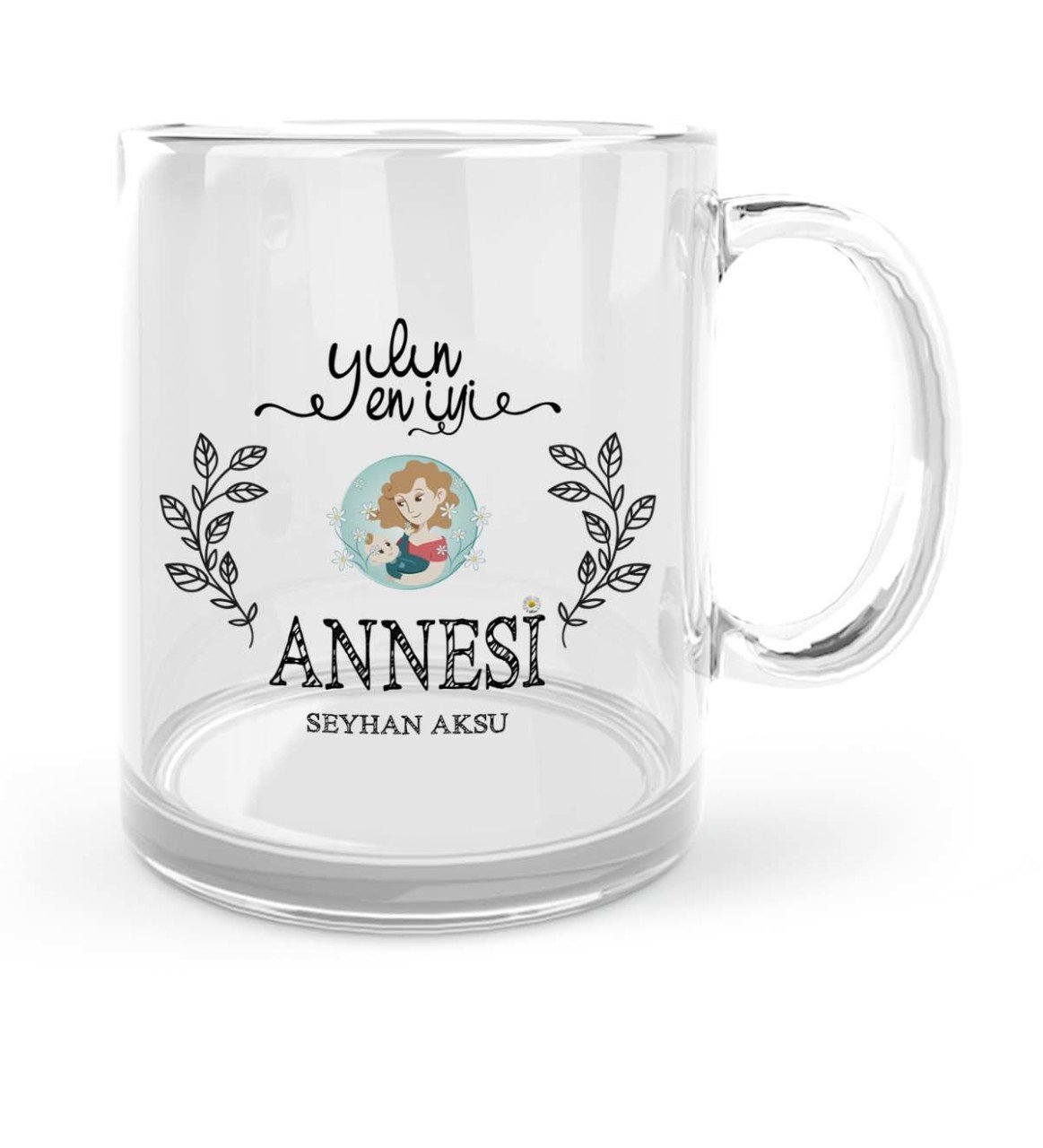 Kişiye Özel Yılın En İyi Annesi Cam Kupa Bardak - 1