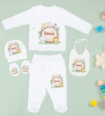 BK Kids Kişiye Özel Beyaz Yeni Doğan Hastane Çıkışı, Anneye Hediye, Zirkon Taşlı Melek Kolye, 9 Parça Bebek Hediye Seti-6