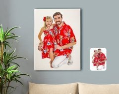 Kişiye Özel Tam Boy Baba ve Kız Karikatürlü Kanvas Tablo 50x70cm-1