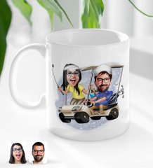 Kişiye Özel Sevgililer Karikatürlü Beyaz Kupa Bardak-96