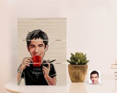 Kişiye Özel Erkek Karikatürlü Otantik Masaüstü Ahşap Palet Çerçeve-64