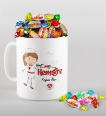 Kişiye Özel Hemşire Kupa ve Haribo Şeker Hediye Seti-5
