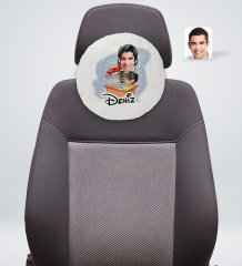 Kişiye Özel İsimli Erkek Gamer Karikatürlü Yuvarlak Araç Koltuk Yastığı-1