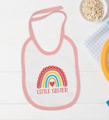 BK Kids Little Sister Tasarımlı Pembe Bebek Body Zıbın ve Mama Önlüğü Hediye Seti-1