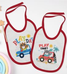 BK Kids Play Time ve Play Day Tasarımlı 2’li Kırmızı Mama Önlüğü-1