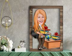 BK Gift Kişiye Özel Kadın Öğretmen Karikatürlü 3D Ahşap Tablo, Sevgiliye Hediye, Arkadaşa Hediye, Yıl Dönümü Hediyesi, Doğum Günü Hediyesi-4