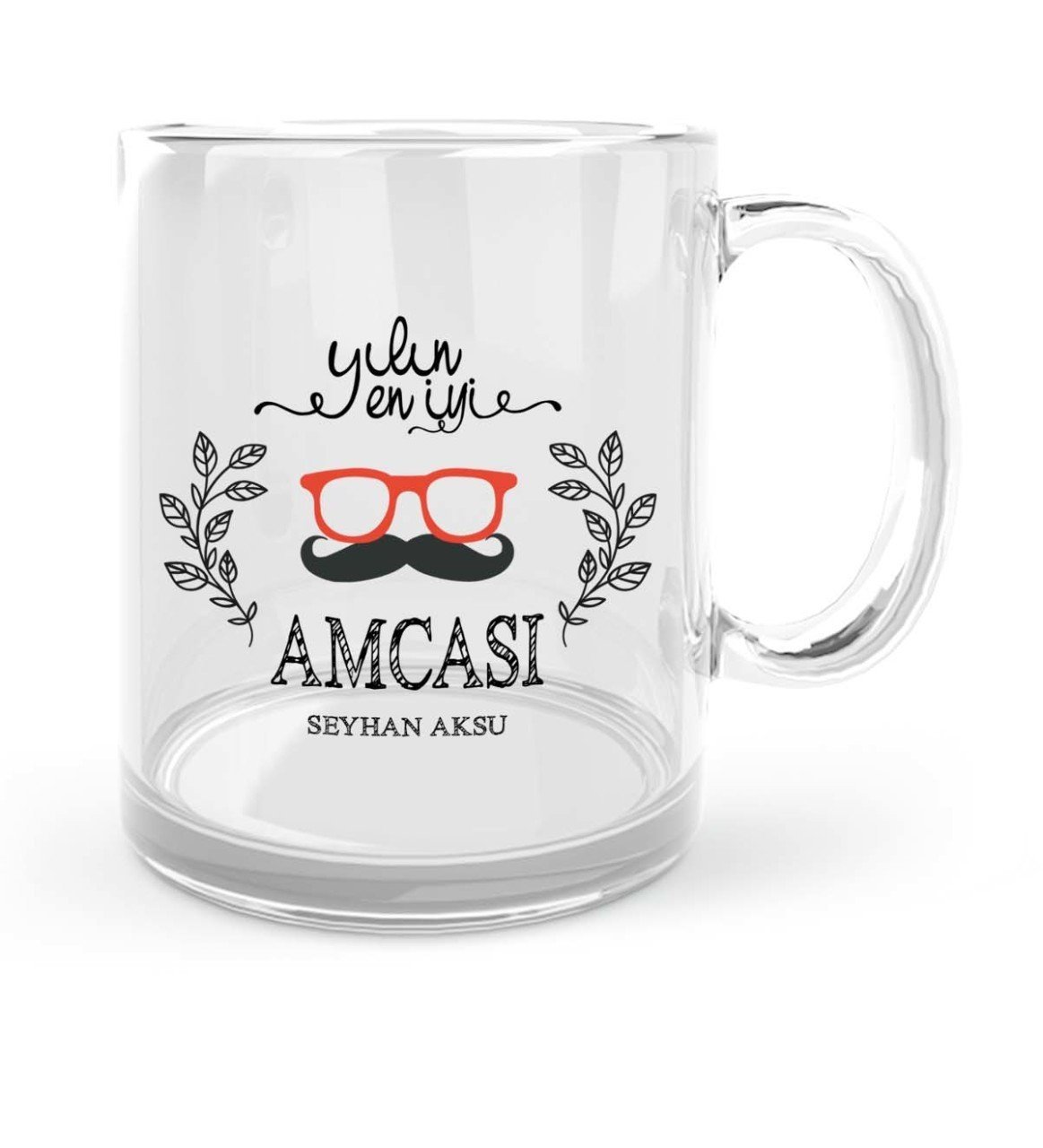 Kişiye Özel Yılın En İyi Amcası Cam Kupa Bardak