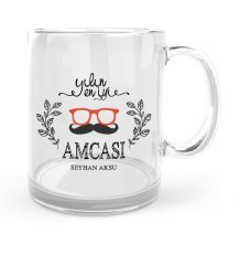 Kişiye Özel Yılın En İyi Amcası Cam Kupa Bardak