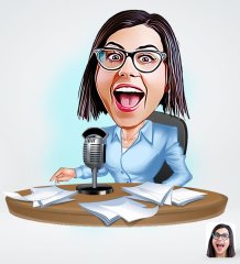 Kişiye Özel Kadın Spiker Tasarımlı Dijital Karikatür-1
