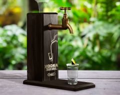 BK Gift Aynalı Altın Kabartma Musluklu Doğal Siyah(Ebony) Ahşap Vodka Standı, Home Bar, İçecek Dispenseri, Ahşap İçecek Çeşmesi-2
