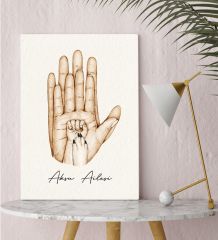 BK Gift Kişiye Özel El Ele Tutuşan Aile Tasarımlı Renkli Kanvas Tablo-4 30x50, Anneye Hediye, Aile Hediyesi
