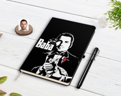 Kişiye Özel Godfather Baba Tasarımlı Siyah Defter ve Kalem Hediye Seti-2