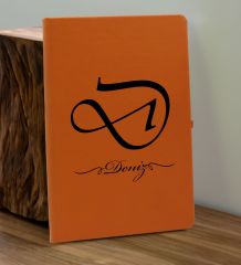 BK Gift Kişiye Özel İsimli Turuncu Defter ve Somon Cam Matara Hediye Seti-2, Sevgiliye Hediye, Arkadaşa Hediye, Yeni İş Hediyesi