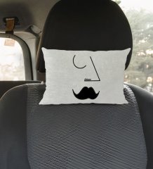 Kişiye Özel İsimli Picasso Erkek Figürlü Dikdörtgen Araç Koltuk Yastığı-1
