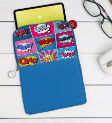 BK Gift Pop Art Tasarımlı Taşınabilir Koruyucu Tablet Kılıfı & Organizer Çanta - Mavi-12