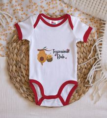 BK Kids Teyzesinin Balı Tasarımlı Kırmızı Bebek Body Zıbın-1