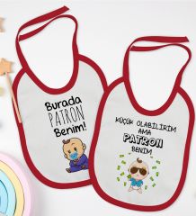 BK Kids Patron Tasarımlı 2’li Kırmızı Mama Önlüğü-1