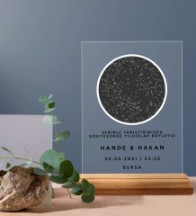 BK Gift Kişiye Özel Gökyüzü Yıldız Haritası Ahşap Standlı Çerçeve