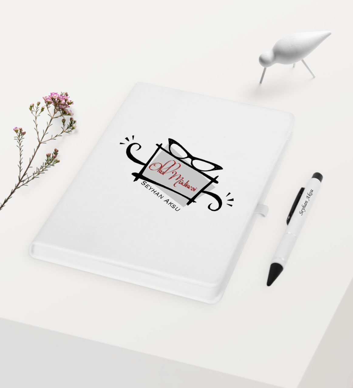 Kişiye Özel Okul Müdiresi Temalı Beyaz Defter Kalem Hediye Seti - 1
