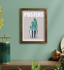 BK Gift Kaktüs Tasarımlı Doğal Masif Ahşap Çerçeveli Tablo 30x40cm-6