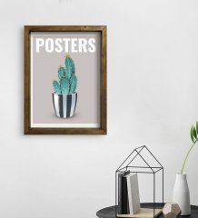 BK Gift Kaktüs Tasarımlı Doğal Masif Ahşap Çerçeveli Tablo 30x40cm-6