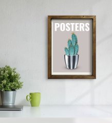 BK Gift Kaktüs Tasarımlı Doğal Masif Ahşap Çerçeveli Tablo 30x40cm-6