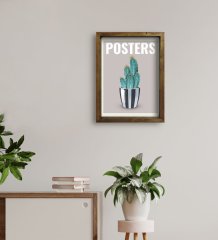 BK Gift Kaktüs Tasarımlı Doğal Masif Ahşap Çerçeveli Tablo 30x40cm-6