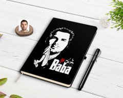 Kişiye Özel Godfather Baba Tasarımlı Siyah Defter ve Kalem Hediye Seti-1