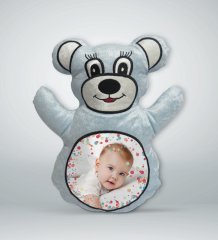 Kişiye Özel Fotoğraflı Mavi Ayıcık Yastık-5