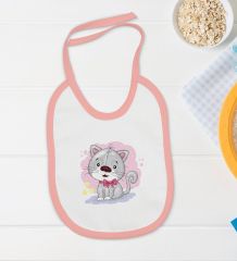 BK Kids Sevimli Köpek Tasarımlı Pembe Bebek Body Zıbın ve Mama Önlüğü Hediye Seti-1