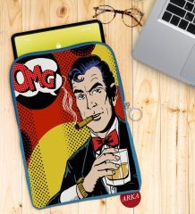 BK Gift Pop Art Tasarımlı Taşınabilir Koruyucu Tablet Kılıfı & Organizer Çanta - Mavi-11