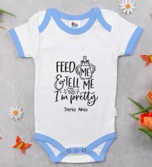 BK Kids Kişiye Özel Mavi Bebek Body Zıbın - Model 3