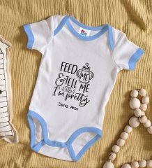 BK Kids Kişiye Özel Mavi Bebek Body Zıbın - Model 3