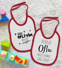 BK Kids Oflu Tasarımlı 2’li Kırmızı Mama Önlüğü-1