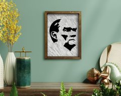 BK Home Atatürk Tasarımlı Doğal Masif Ahşap Çerçeveli Tablo 45x65cm-44