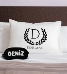 BK Gift Kişiye Özel İsimli Pamuklu Yastık Kılıfı ve Göz Bandı Uyku Seti-4, Tasarım Ev Tekstili, Uyku Bandı, Ev Hediyesi