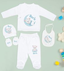 BK Kids Kişiye Özel Beyaz Yeni Doğan Hastane Çıkışı, Anneye Hediye, Zirkon Taşlı Melek Kolye, 9 Parça Bebek Hediye Seti-3