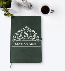 Kişiye Özel İsimli Yeşil Termo Deri Defter Model 12