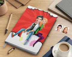 Bk Gift Kişiye Özel Sevgililer Karikatürlü Beyaz Defter-35 , Arkadaşa Hediye , Sevgiliye Hediye