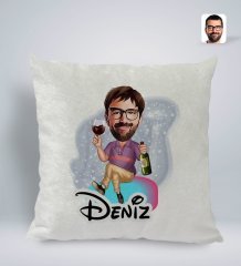 Kişiye Özel İsimli Erkek Karikatürlü Kare Araç Koltuk Yastığı-2