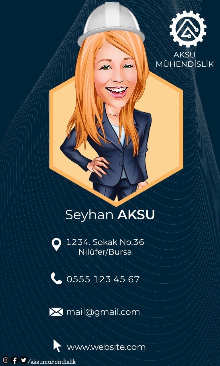 Kişiye Özel Mühendis Karikatürlü Bitmeyen Kartvizit - Model 1