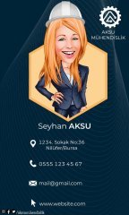 Kişiye Özel Mühendis Karikatürlü Bitmeyen Kartvizit - Model 1