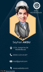 Kişiye Özel Mühendis Karikatürlü Bitmeyen Kartvizit - Model 1