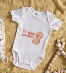 BK Kids Te Şindi Koparacam Tasarımlı Beyaz Bebek Body Zıbın-1
