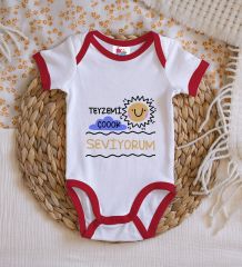 BK Kids Teyzemi Çok Seviyorum Tasarımlı Kırmızı Bebek Body Zıbın-1